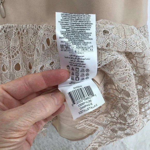 BCBGMAXAZARIA Marsha Delicate Lace Drop Waist Pan Collar Champagne Size 2 - Picture 9 of 9